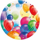 24x assiettes de fête avec ballons carton imprimé 23 cm - assiettes jetables pour gâteaux / pâtisseries d'anniversaire