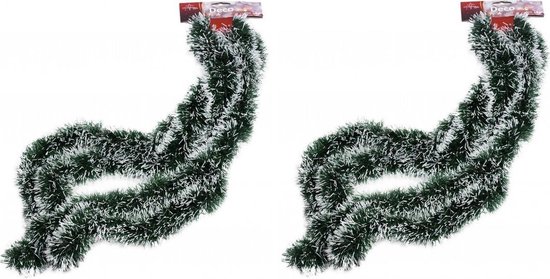 6x stuks besneeuwde folie slingers/kerstslingers 270 cm - Kerstversiering slingers