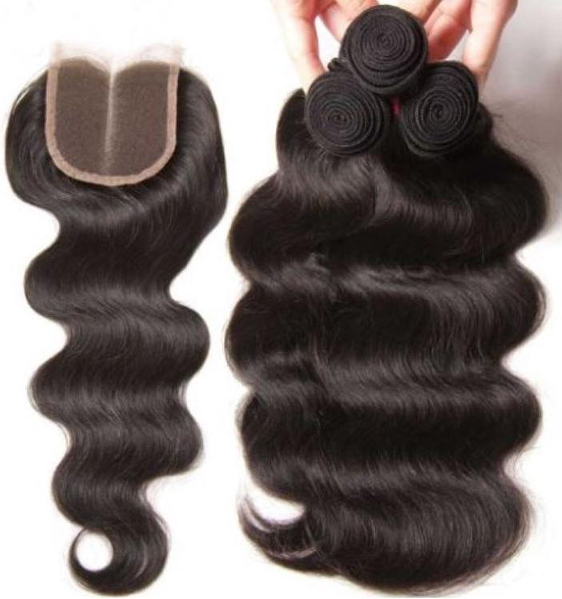 Kit 4 Indian Body Wave Human Hair Bundels 3x 100 gr (50,80cm) 20inch + 1 closure