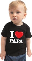I love papa cadeau t-shirt zwart baby jongen/meisje 62 (1-3 maanden)