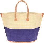 Hippe Strandtas Naturel & Marine Blauw - Handgemaakt