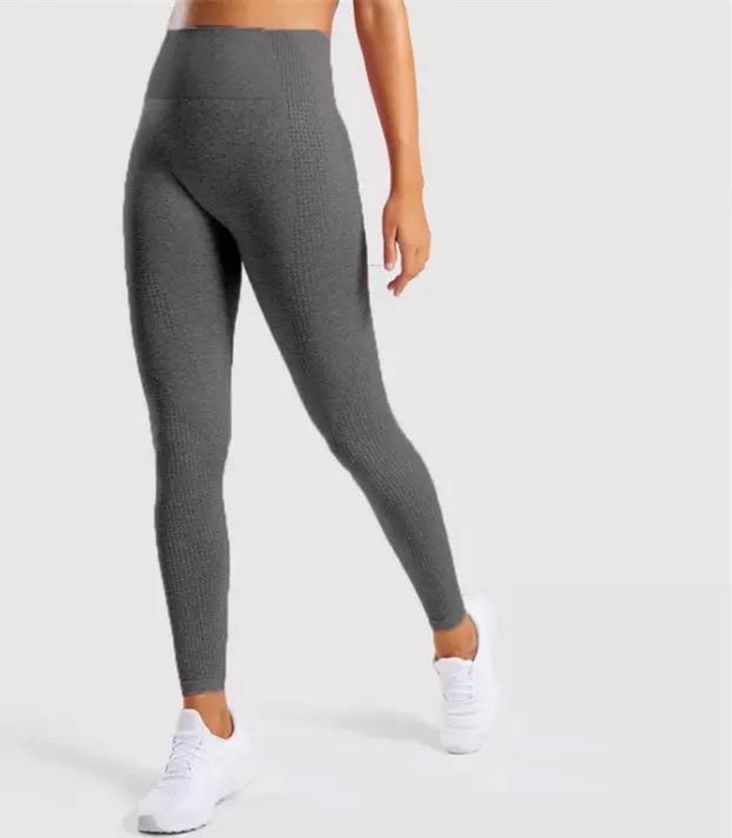 LOUZIR Fitness/Yoga legging - Fitness legging - sport legging Stretch - squat proof - donkergrijs - Naadloos - Maat M