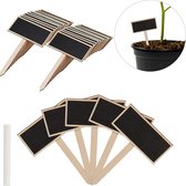 Relaxdays steeketiketten hout - plantenbordjes - planten benoemen - 24 stuks - voor krijt
