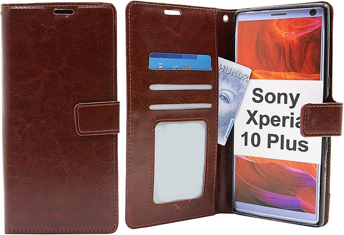 Bookcase Geschikt voor: Sony Xperia 10 Plus - Bruin - portemonee hoesje