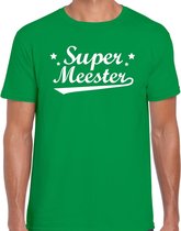 Super meester cadeau t-shirt groen heren M