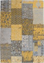 Patchwork Vintage Vloerkleed Laagpolig Tapijt Geel Grijs- 80x150 CM