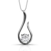 Yolora Dames Ketting met Kalpa Camaka Kristal Hanger - Zilver kleurig - 18K Witgoud Verguld - Cadeauverpakking