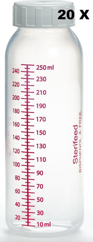 Moedermelk bewaarflesje - Sterifeed: Moedermelk bewaar fles 20 stuks 250 ml (plastic)