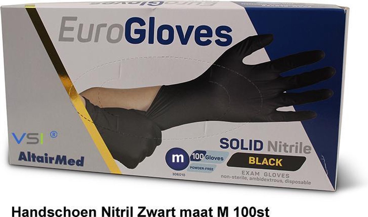 Goedkoopste Handschoen Wegwerp Nitril Zwart 100st maat M
