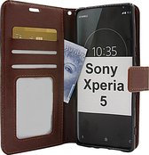 Bookcase Geschikt voor: Sony Xperia 5 - Bruin - portemonee hoesje