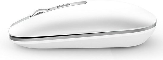 Luxe Draadloze Muis Met 4 Knoppen - Ultraplat & Stil Design - Oplaadbaar - Geschikt Voor  Windows PC/Laptop & Apple iMac/Macbook Compatibel - Instelbare DPI - Plug&Play - Wit - AA Commerce