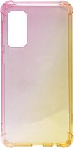 ADEL Siliconen Back Cover Softcase Hoesje Geschikt voor Samsung Galaxy S20 - Kleurovergang Roze Geel