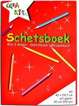 Pakket van 2x stuks schetsboek A3 papier - 20 vellen - Tekenboeken A3 papier