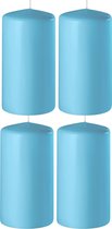 4x Turquoise cilinderkaarsen/stompkaarsen 6 x 8 cm 27 branduren - Geurloze kaarsen turquoise - Woondecoraties