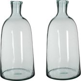 2x Fles vazen Florine 26 x 58 cm transparant gerecycled glas - Home Deco vazen - Woonaccessoires