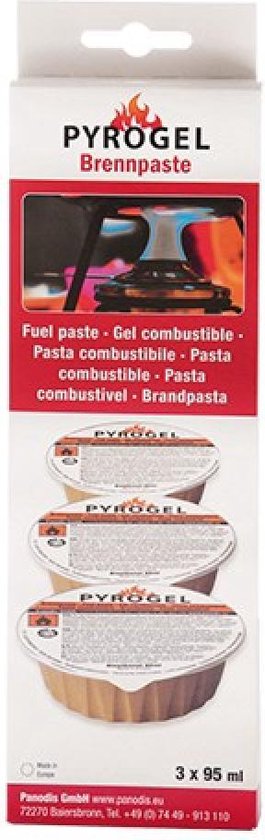 Pyrogel Brandpasta voor Fonduebrander- Set van 3x 95 gram (kuipjes) - Fondue voordeelverpakking