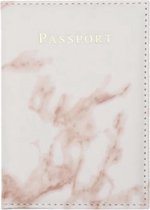 Paspoorthouder - Paspoorthoes - Paspoort cover - Roze / wit - Marmer