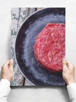 Wandbord: Rauwe tartaar hamburger - 30 x 42 cm
