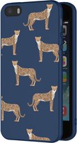 iMoshion Design voor de iPhone 5 / 5s / SE hoesje - Luipaard - Blauw