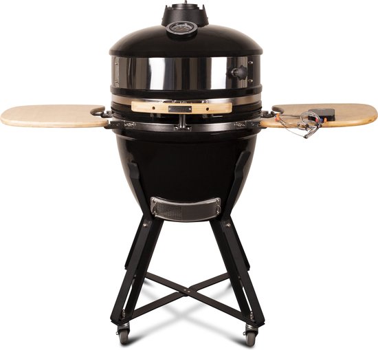 Patton - Kamado 21" - Meat & Pizza edition - Premium Black - Keramische barbecue - incl. Bluetooth kerntemperatuurmeter - LED verlichting - Large - Compleet - Zwart