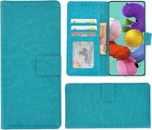 Geschikt voor Samsung Galaxy A71 / A71s Hoes Wallet Book Case hoesje Turquoise cover Pearlycase