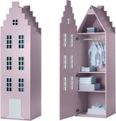 Trapgevel kast Amsterdam. Kast van een Huis. 198/55/55 cm.  Pastel Pink.