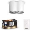 Philips Hue Pillar Opbouwspot - White Ambiance - GU10 - Wit - 2 x 5W - Bluetooth - incl. Dimmer Switch