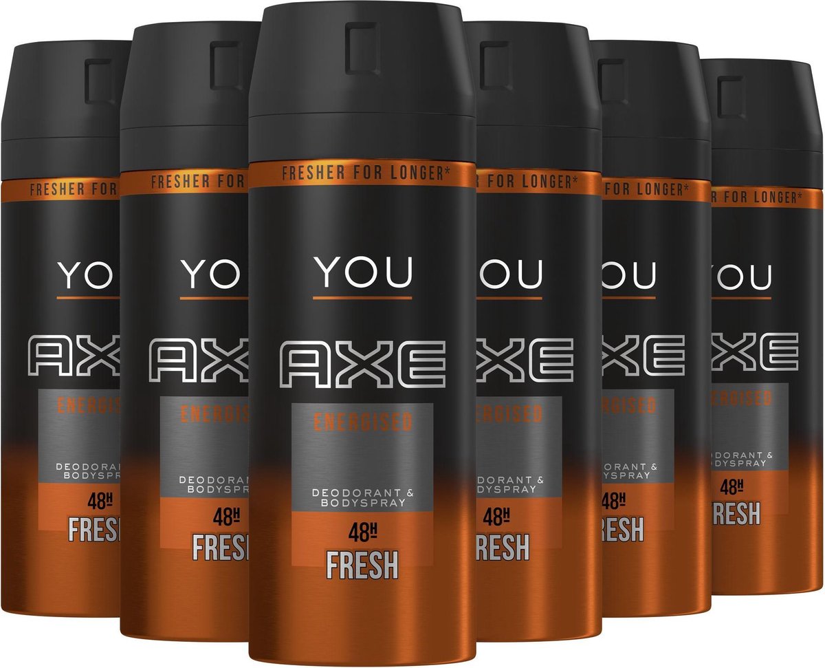 Axe Energised Bodyspray Deodorant 6 x 150ml Voordeelverpakking