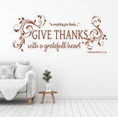 Muursticker Give Thanks -  Bruin -  80 x 32 cm  -  alle muurstickers  woonkamer  engelse teksten  religie - Muursticker4Sale