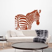 Muursticker Zebra -  Bruin -  60 x 46 cm  -  slaapkamer  woonkamer  dieren - Muursticker4Sale