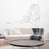 Muursticker Leeuw -  Lichtgrijs -  80 x 54 cm  -  slaapkamer  woonkamer  dieren - Muursticker4Sale