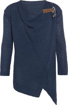 Knit Factory Emy Gebreid Dames Vest - Jeans - 36/38 - Inclusief sierspeld
