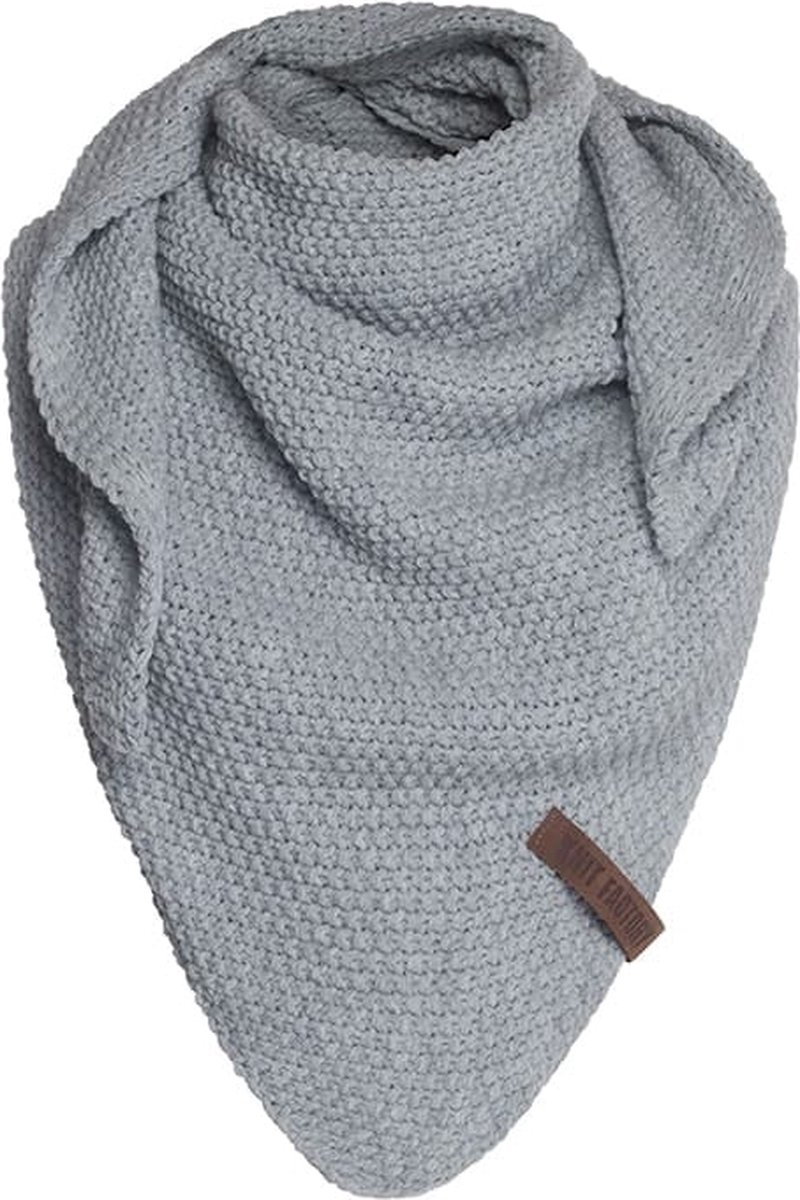 Knit Factory Coco Gebreide Omslagdoek Junior - Kindersjaal - Sjaal meisje - Wintersjaal - Driehoek Sjaal - Stola - Wollen sjaal - Grijze sjaal - Licht Grijs - 140x60 cm