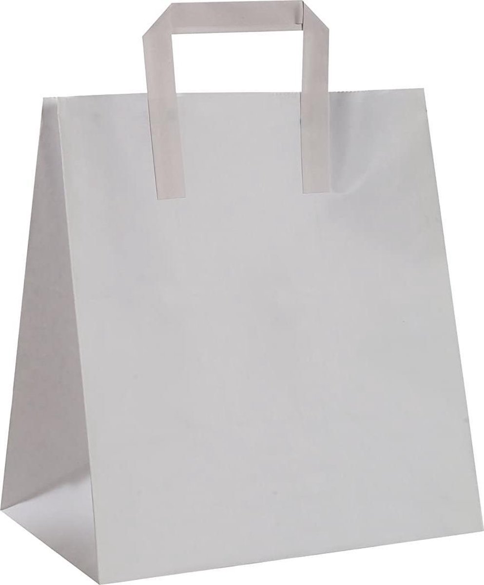 50 Take Away Witte Papieren Draagtassen 32 x 17 x 27cm - Take-away zakjes