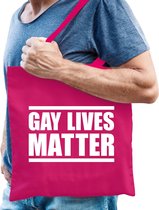 Gay lives matter anti homo discriminatie tas fuchsia roze voor heren - staken / betoging / demonstratie / protest shopper - lhbt / gay