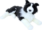 Grote pluche zwart/witte Border Collie hond knuffel 53 cm - Honden huisdieren knuffels - Speelgoed voor kinderen