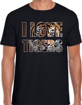 I love tigers / tijgers t-shirt zwart heren - tijger dieren t-shirt / kleding - cadeau t-shirt / tijger shirts L