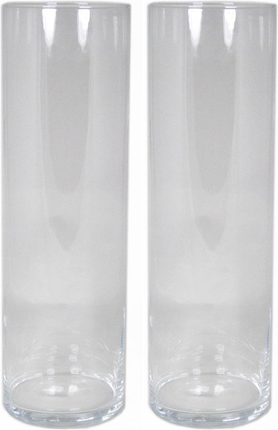 kennisgeving Wees Bediening mogelijk 2x Transparante glazen cilinder bloemen vaas/vazen 50 cm hoog - Hoge ronde  vaas voor... | bol.com