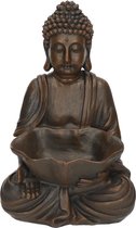 Zittend Boeddha beeld zwart 30 cm - Woondecoratie/woonaccessoires - Decoratiebeelden - Boeddhabeelden voor in huis