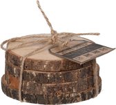 20x stuks Houten boomstammen glazen onderzetters 10 cm