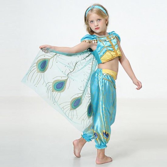 Luxe Prinses Jasmine pauw danskostuum (4 delig) - 110/116 (120) 5-6 jaar  Aladdin live... | bol.com