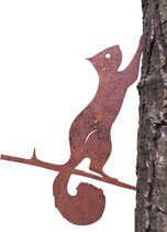 Marys Metals - tuindecoratie - eekhoorn - klimmend - tuinbeeld - boomdecoratie  - boomprikker - metaal - roest