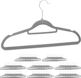 Relaxdays 80 x kledinghangers fluweel set - kleerhanger - kledinghanger - antislip grijs