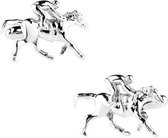 Treasure Trove® Manchetknopen Manchette knopen - Paard & Jockey - Zilverkleurig