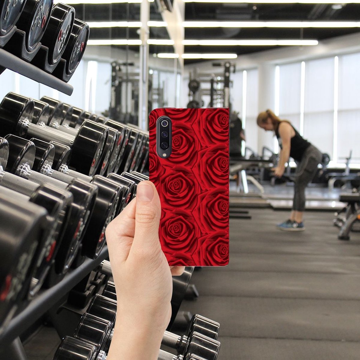Standcase Hoesje voor Xiaomi Mi 9 Smart Cover Red Roses