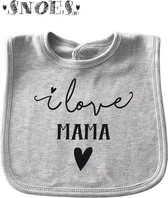 Slabbetje Grijs met tekst I love Mama Snoes