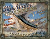 Blue Water Charters Metalen wandbord 31,5 x 40,5 cm.