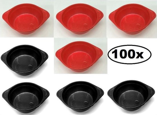Distributie Wapenstilstand Dragende cirkel Soepkommen rood/zwart 100 stuks. | bol.com