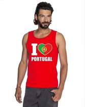 Rood I love Portugal supporter singlet shirt/ tanktop heren - Portugees shirt heren L
