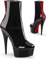 Pleaser Plateau Laarzen -38 Shoes- DELIGHT-1010 US 8 Zwart/Rood